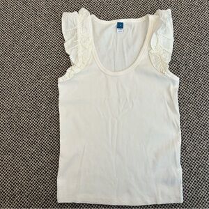 Old Navy Cream Ruffle Sleeve Tank Top